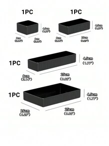 4pcs/set Transparent Drawer Dividers Storage Box, Cosmetic Storage Box Kitchen Cutlery Storage Box - Black - View 3