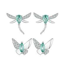 bamoer 1對925銀蝴蝶耳釘小巧的蜻蜓耳環,不過敏鍍白金珠寶,女性專用