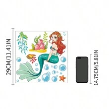 18入組美人魚設計發光貼紙,用於客廳、臥室、兒童房牆面裝飾,發光貼紙、開關裝飾壁貼