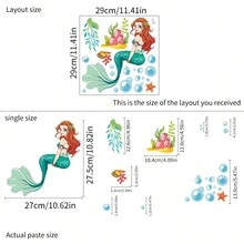 18入組美人魚設計發光貼紙,用於客廳、臥室、兒童房牆面裝飾,發光貼紙、開關裝飾壁貼