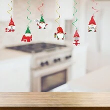 6pcs Christmas Party Cartoon Character Pvc Spiral Hanging Decoration Including Reindeer And Colorful Ribbon - Multicolor - View 5