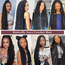24 inch 6 Packs Butterfly Locs Crochet Hair Pre Looped Distressed Faux Locs Crochet Hair