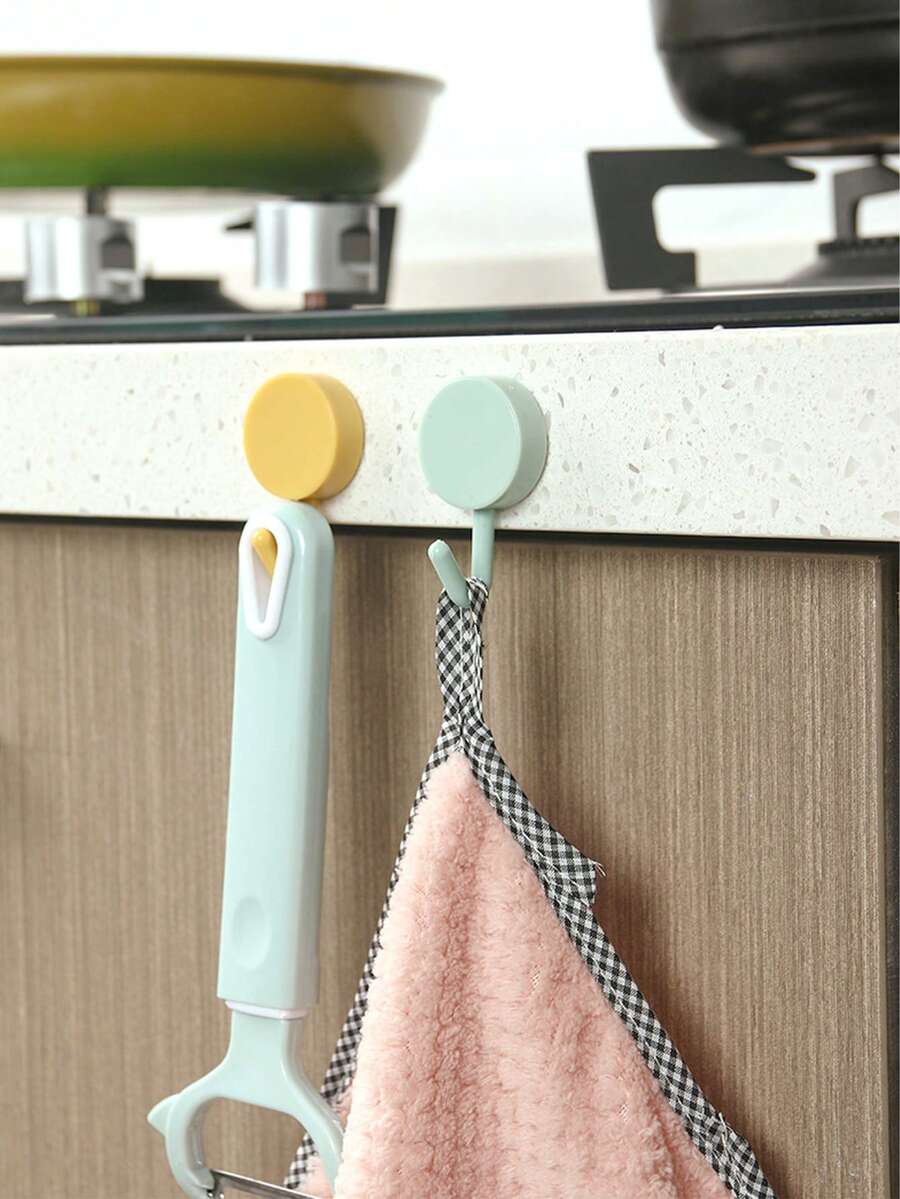 10pcs Macaron Color Mini Hook For Kitchen And Bedroom, Adhesive Round Hook Without Drilling - Multicolor - View 1