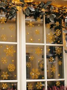 1pc Christmas Themed Snowflake Wall Sticker Decoration - Gold - View 1