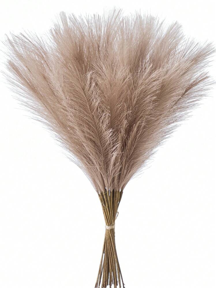 10/20/50pcs Brown Faux Pampas Grass Artificial Reeds Large Tall Fluffy Artificial Fake Flower Bulrush Reed Grass Artificial Plants Boho Decor For Wedding Party Decoration, Home Living Room Bedroom Decor, Vase Arrangement, DIY Photoshoot Props,Fall Decor,Autumn - Brown - View 1