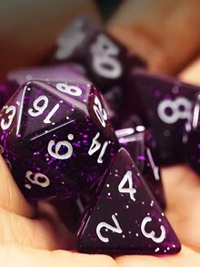 7 件套紫色透明银河星空骰子套装适用于 MTG、RPG、棋盘游戏配件 D4 D6 D8 D10 D% D20 D&D 骰子 - 彩色 - 查看 6
