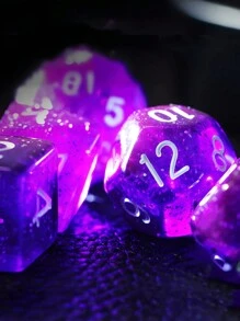 7 件套紫色透明银河星空骰子套装适用于 MTG、RPG、棋盘游戏配件 D4 D6 D8 D10 D% D20 D&D 骰子 - 彩色 - 查看 1