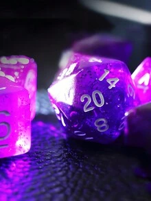 7 件套紫色透明银河星空骰子套装适用于 MTG、RPG、棋盘游戏配件 D4 D6 D8 D10 D% D20 D&D 骰子 - 彩色 - 查看 2