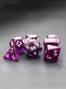 7 件套紫色透明银河星空骰子套装适用于 MTG、RPG、棋盘游戏配件 D4 D6 D8 D10 D% D20 D&D 骰子 - 彩色 - 查看 4
