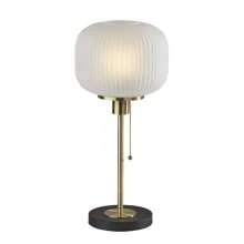 Hazel Table Lamp, Antique Brass - White - View 1