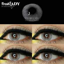 FRESH LADY Freshlady 镜片，适合在校学生，处方极光灰色彩色隐形眼镜，1 年一次性，万圣节服装角色扮演 - 淺灰色 - 查看 2