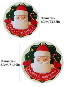 1片聖誕主題圓形地毯,聖誕老人圖案,環形法蘭絨面料,水洗底布防滑,可機洗,適用於臥室、客廳、衣櫃、餐廳、陽台等場所