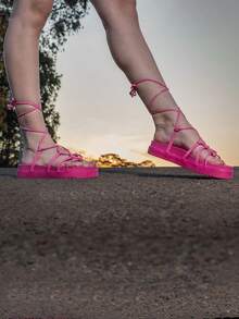 Women Flat Sandals - 粉色 - 查看 3