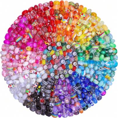 50/100pcs Perlas Europeas De Agujero Grande, Cuentas Separadoras De Diamantes De Imitación Para Manualidades De Joyería De Pulsera De Encanto Diy