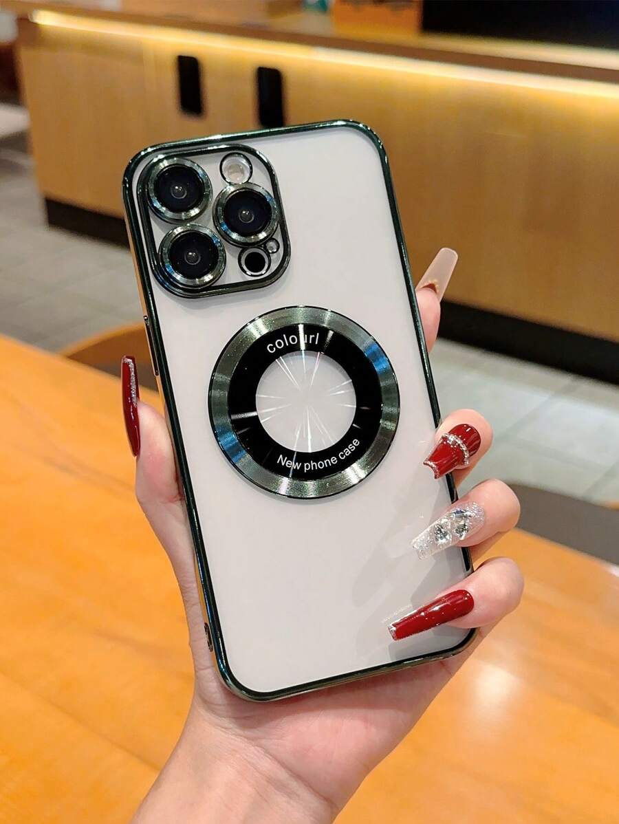 鍍鎳TPU手機殼，附放大鏡，防震，適用於iPhone - 綠色 - 查看 1