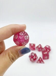 7 Pieces 1 Set Transparent Flash Point Dice, New Acrylic Set, Multi-sided Dice For Game Combination, Board Game - Burgundy - View 1