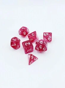 7 Pieces 1 Set Transparent Flash Point Dice, New Acrylic Set, Multi-sided Dice For Game Combination, Board Game - Burgundy - View 4