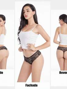 Set Of 3 Women's Lace Thongs Pieces Underpants