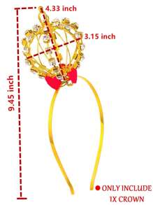女王的心皇冠帽髮箍紅色的女王服飾女王的心配件可匹配帶萬聖節裝 - 香檳色 - 查看 3