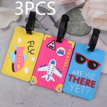 3 piezas de etiquetas de equipaje personalizadas de PVC, etiquetas de identificación de maleta, accesorios de viaje, pequeño regalo para ella - Multicolor - Ver 2