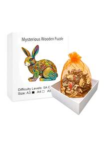 一個可愛的兔子圖案木拼圖,成人緩解壓力玩具,動物形狀的木拼圖適合家庭和朋友,是萬聖節,聖誕節和感恩節的理想禮物
