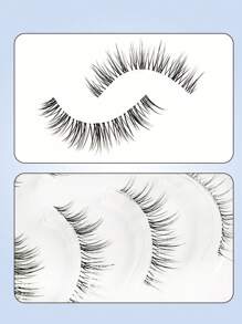 Asiteo 5 Pairs Lashes Manga Lashes Wispy False Eyelash Thai Makeup Fake Eyelashes Invisible Thin Band Soft Natural Eyelashes Extension(Random Shipment Of Packaging) - 黑色 - 查看 5