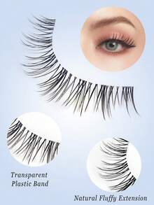 Asiteo 5 Pairs Lashes Manga Lashes Wispy False Eyelash Thai Makeup Fake Eyelashes Invisible Thin Band Soft Natural Eyelashes Extension(Random Shipment Of Packaging) - 黑色 - 查看 3