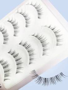 Asiteo 5 Pairs Lashes Manga Lashes Wispy False Eyelash Thai Makeup Fake Eyelashes Invisible Thin Band Soft Natural Eyelashes Extension(Random Shipment Of Packaging) - 黑色 - 查看 7