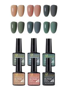 MISS CHEERING 6 Piece Nail Lacquer Set - Premium Manicure Tools, Vibrant Nail Polishes, Professional Gel Manicure, Home Gel Manicure Set, Complete Manicure Set, Includes Phototherapy Gel, Nail Polish Long Lasting Nail Glue - 墨綠色 - 查看 1
