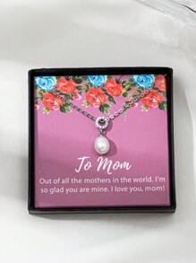 1個時尚貴族華麗優雅淑女風格的圓形吊墜項鏈,裝飾和珍珠吊墜,首飾禮盒,獻給母親的驚喜禮物,生日禮物,感激母親的愛的禮物,最好的母親禮物