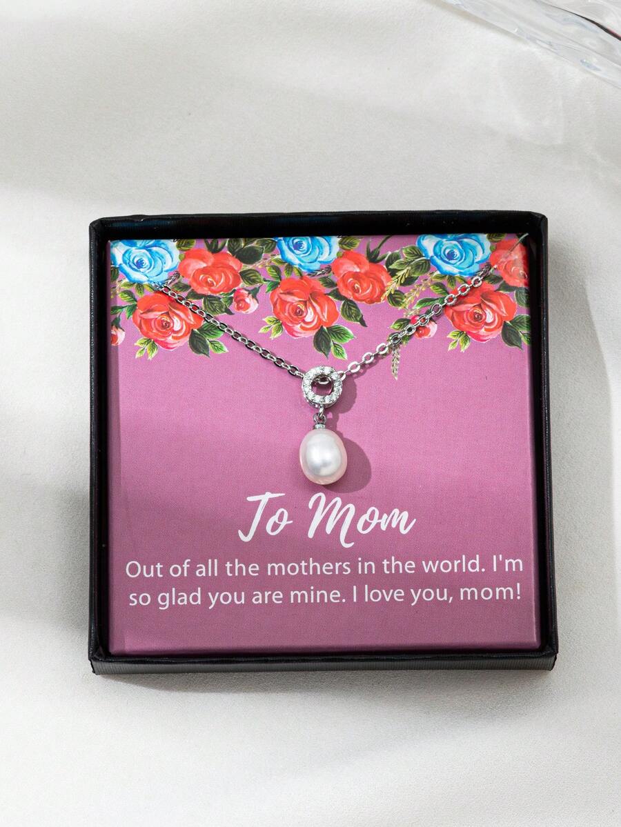 1個時尚貴族華麗優雅淑女風格的圓形吊墜項鏈,裝飾和珍珠吊墜,首飾禮盒,獻給母親的驚喜禮物,生日禮物,感激母親的愛的禮物,最好的母親禮物