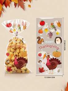 50 件/組四合一感恩節透明 Opp 糖果袋,適用於餅乾、餅乾、糖果、巧克力和其他食品和烘焙用品