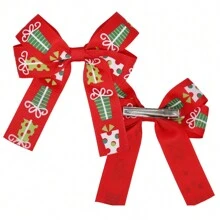 4入組聖誕彎結髮夾寵物髮夾大型狗配件寵物珠寶禮品圖案狗用品