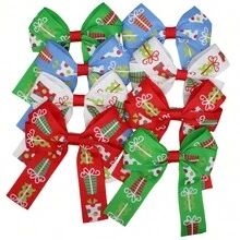 4入組聖誕彎結髮夾寵物髮夾大型狗配件寵物珠寶禮品圖案狗用品