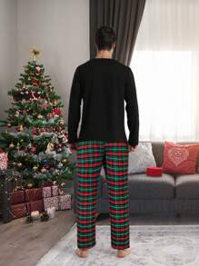 Pantaloni casual da casa con cintura elastica a vita, con motivo a quadri e colori misti, da uomo