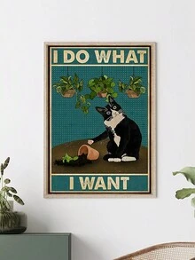 SURELIFE 1入組有趣的貓咪藝術畫布海報,家居裝飾無框