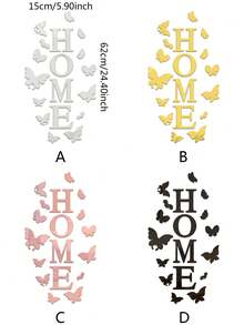 居家標誌蝴蝶裝飾鏡面效果牆貼自黏牆貼花 - 彩色 - 查看 2