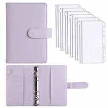 1pc Or 2pcs Or 5pcs A6 Macaron Grid Marble Loose Leaf Binder With 6pcs Zipper Pouches,Back To School,School Supplies