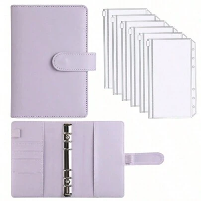 1 件或 2 件或 5 件 A6 马卡龙网格大理石活页夹，带 6 个拉链袋，返校，学校用品，储蓄计划，双周储蓄计划，10000 储蓄计划，储蓄策略