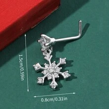 Giáng sinh Bông tuyết Hình dạng Vòng mũi Với Pha lê Thích hợp Đối với Mỗi ngày Mặc Và Giáng sinh - Bạc - Xem 3