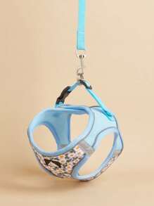 1pc Blue Breathable & Reflective & Stretchable Pet Harness & Leash Set, Suitable For Both Cats And Dogs Daily Use - Blue - View 5