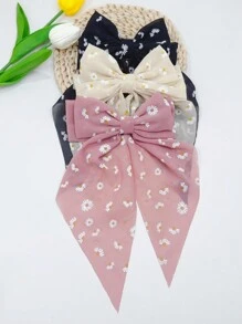 6个/套 可爱小花朵图案蝴蝶结发夹，带丝带，发饰，发卡，爪夹，学习用品，头部饰品 - 彩色 - 查看 6