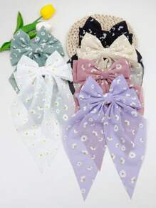 6个/套 可爱小花朵图案蝴蝶结发夹，带丝带，发饰，发卡，爪夹，学习用品，头部饰品 - 彩色 - 查看 2