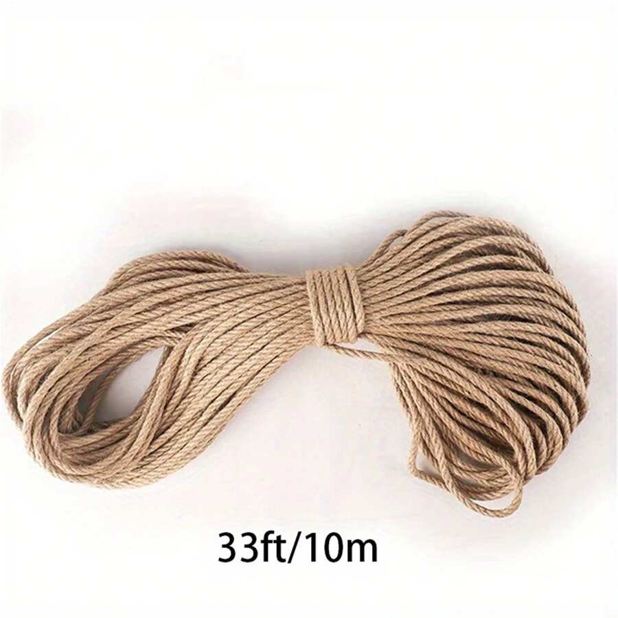 10m Natural 6mm Jute Rope for Cat Scratching Post, Tree Replacement