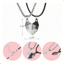 6 Pieces Couple Necklace With Heart Accessory - 黑色 - 查看 4