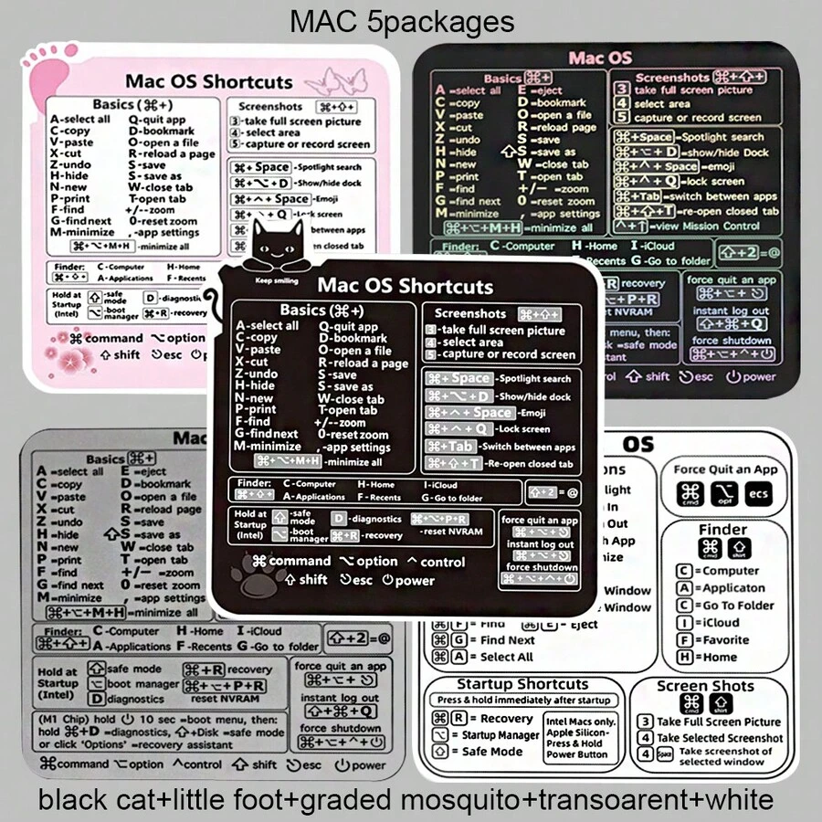 5pcs/set Keyboard Shortcut Stickers For Notebook/laptop - Multicolor - View 1