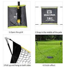 Portable Badminton Net with Stand Carry Bag, Folding Volleyball Tennis Badminton Net – Easy Setup for for Outdoor/Indoor Court, Backyard, No Tools or Stakes Required - 白色 - 查看 5