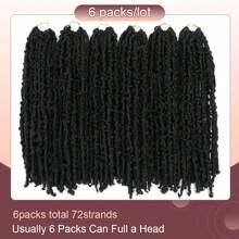 24 inch 6 Packs Butterfly Locs Crochet Hair Pre Looped Distressed Faux Locs Crochet Hair