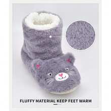 Botas con bonito diseño de gato para mujer con ribete gris suave, gris claro - Púrpura polvoriento - Ver 3