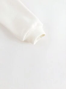 男童休閒外星設計半高領保暖毛絨衫，冬季穿搭 - 米色 - 查看 5